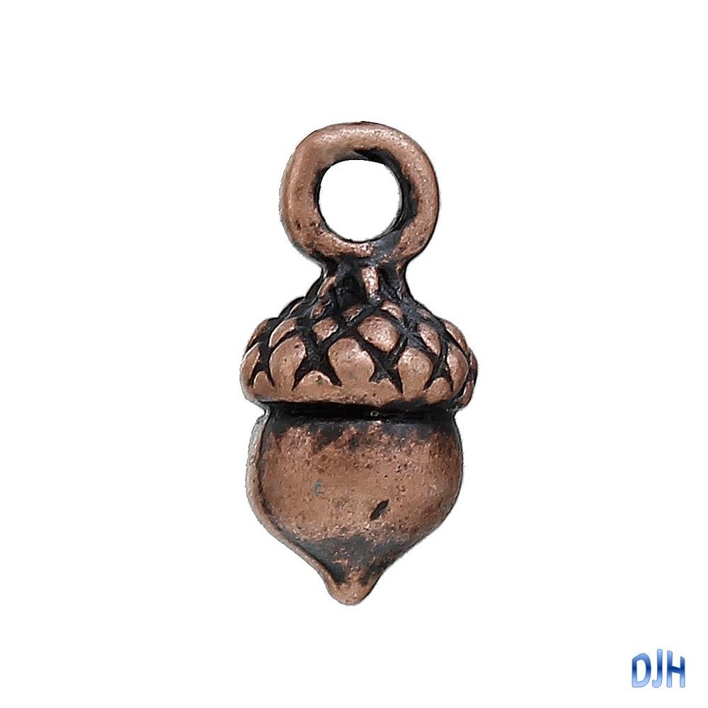 Bulk 3D Mini Acorn Charm Pendant 14x7mm Pack of 10 Select Colour
