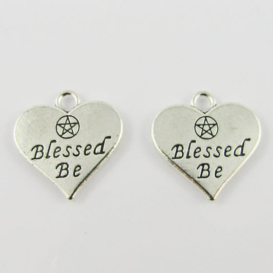 Bulk Blessed Be Pentagram Heart Charm Pendant 19x19mm Select Qty