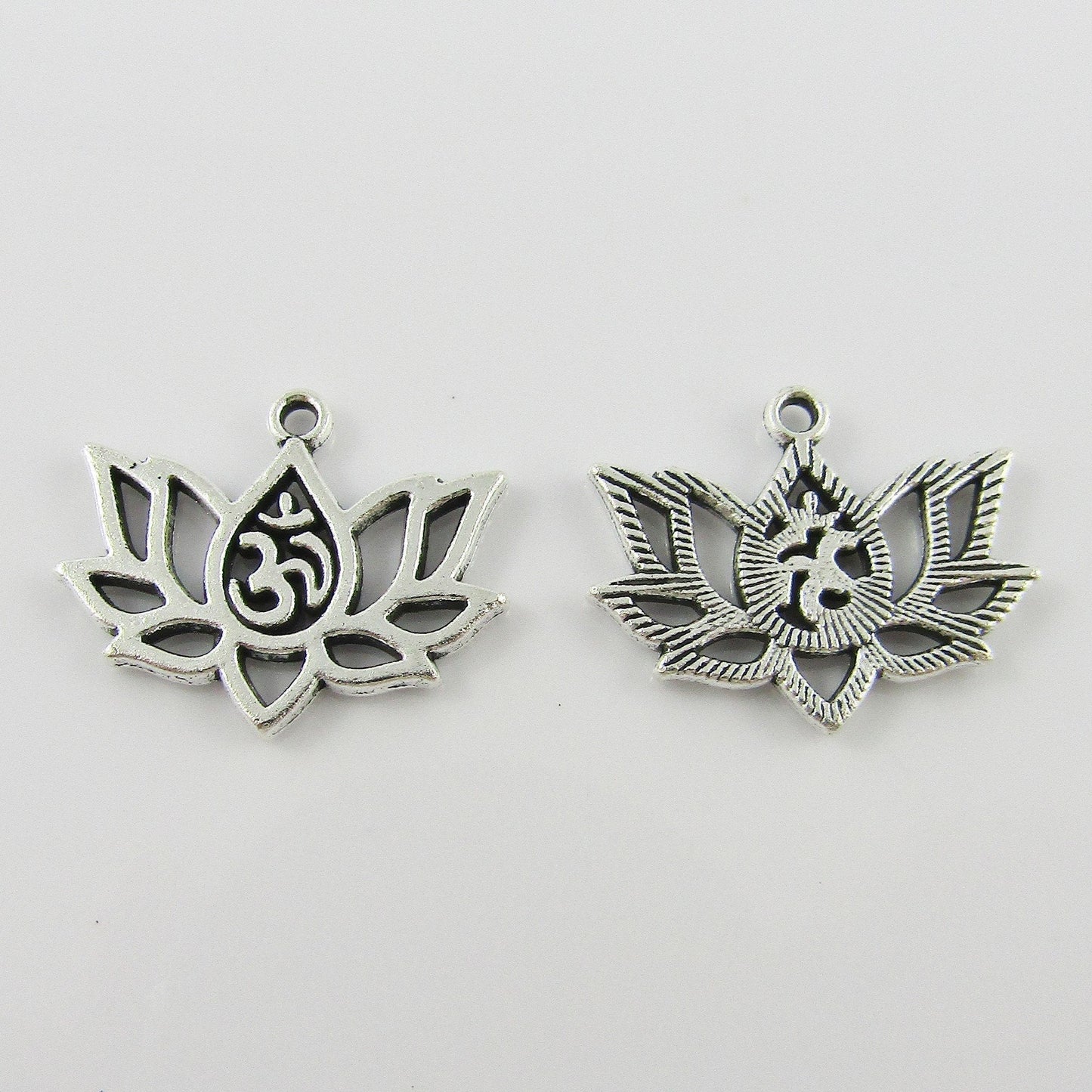 Bulk Aum Lotus Flower Charm Pendant Yoga Meditation 16x20mm Select Qty