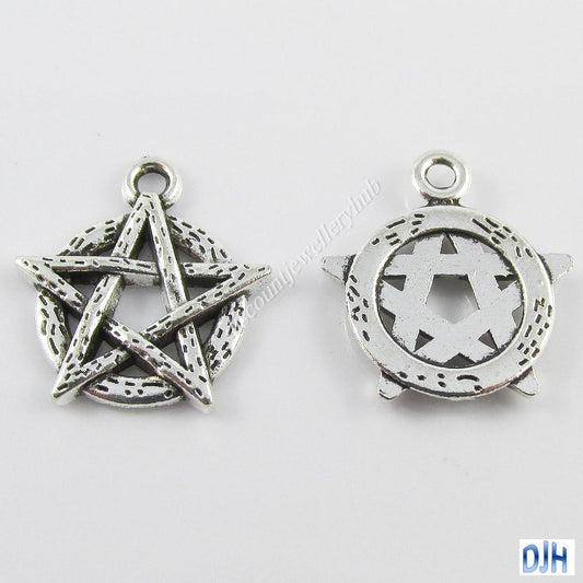Bulk Pentagram Charm Pendant Pagan Wicca Witch 19x18mm Select Qty