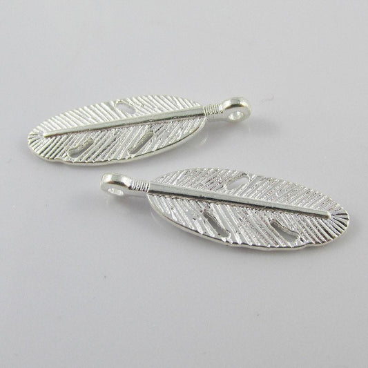 Bulk Leaf Charm Pendant Silver Plate Tree Nature 30x10mm Select Qty
