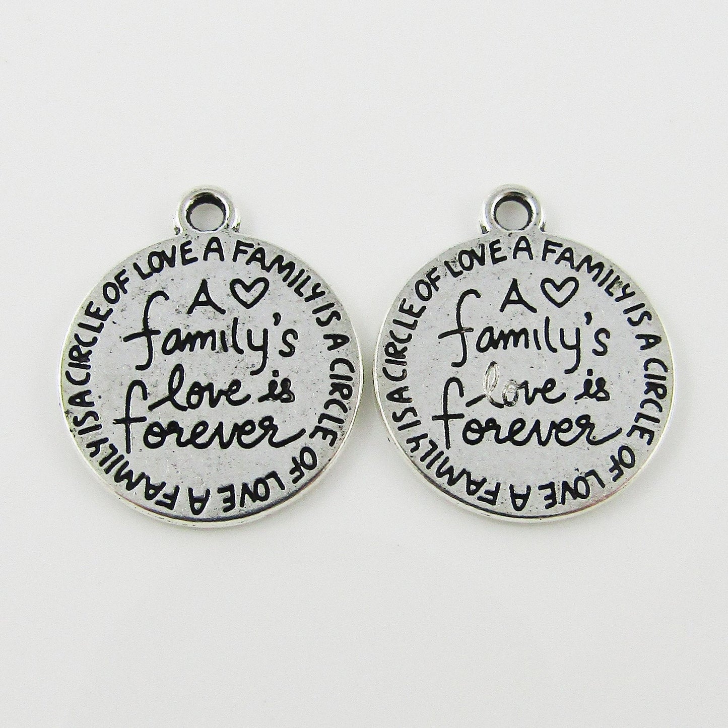 BULK Family Love Message Disc Charm Pendant Family Message 20x17mm Select Qty