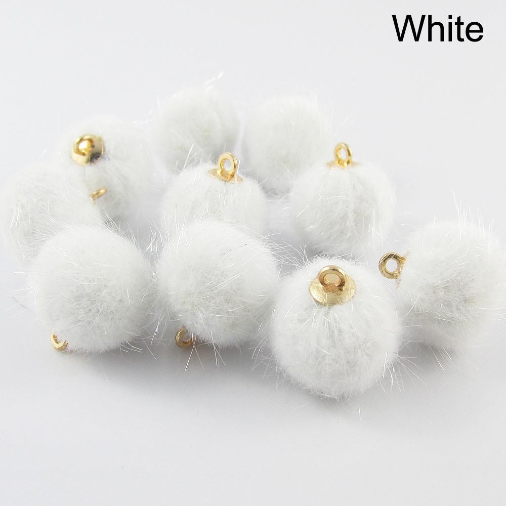 Bulk 10pce Fuzzy Pom Pom Ball Charm Pendant Faux Mink Fur Select Colour