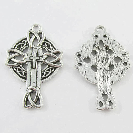 Bulk Celtic Knot Cross Charm Pendant Religious Cross 37x24mm Select Qty
