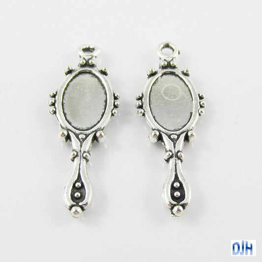 Bulk Hand Mirror Charm Pendant Beauty Vanity Mirror 27x10mm Select Qty