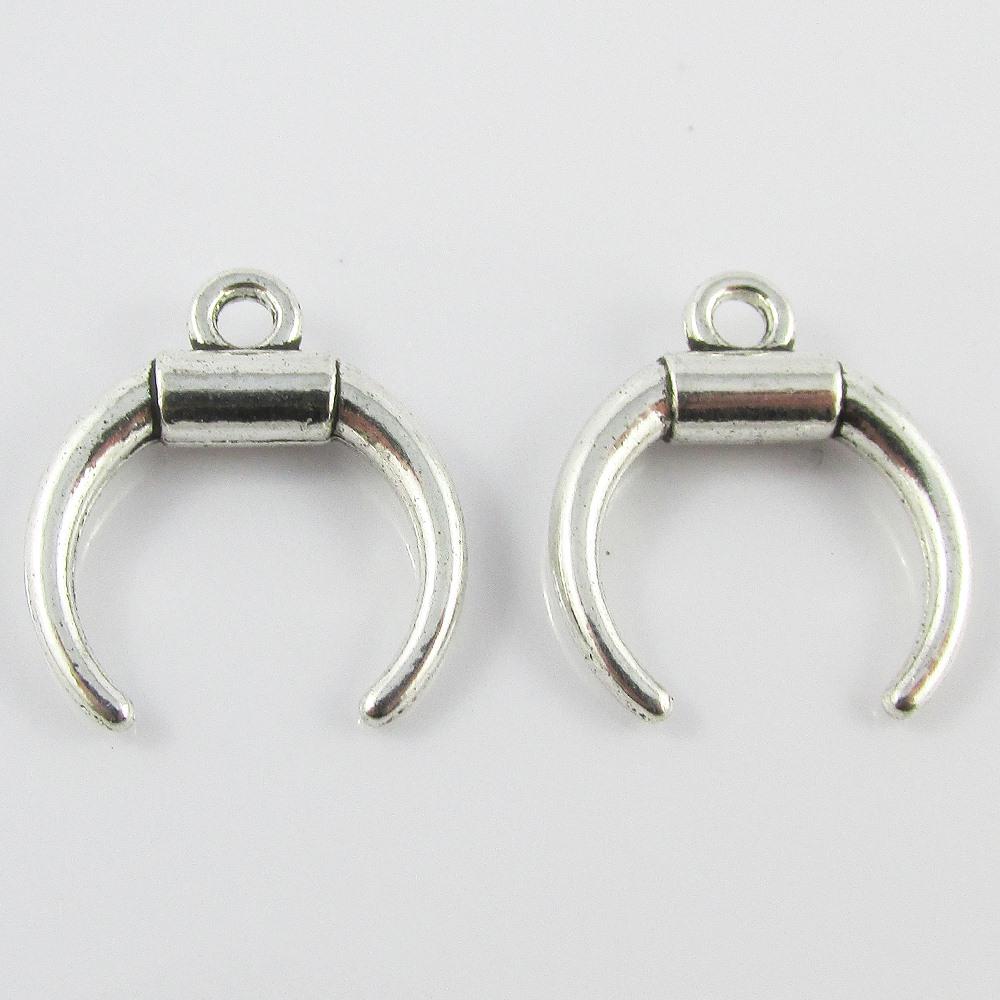 Bulk Mini Double Ox Horn Charm Pendant Cattle Longhorn 18x16mm Select Qty