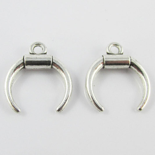 Bulk Mini Double Ox Horn Charm Pendant Cattle Longhorn 18x16mm Select Qty