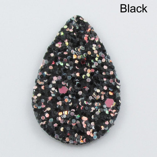 Bulk 10pce Glitter Teardrop Charm Pendant PU Leather Select Colour
