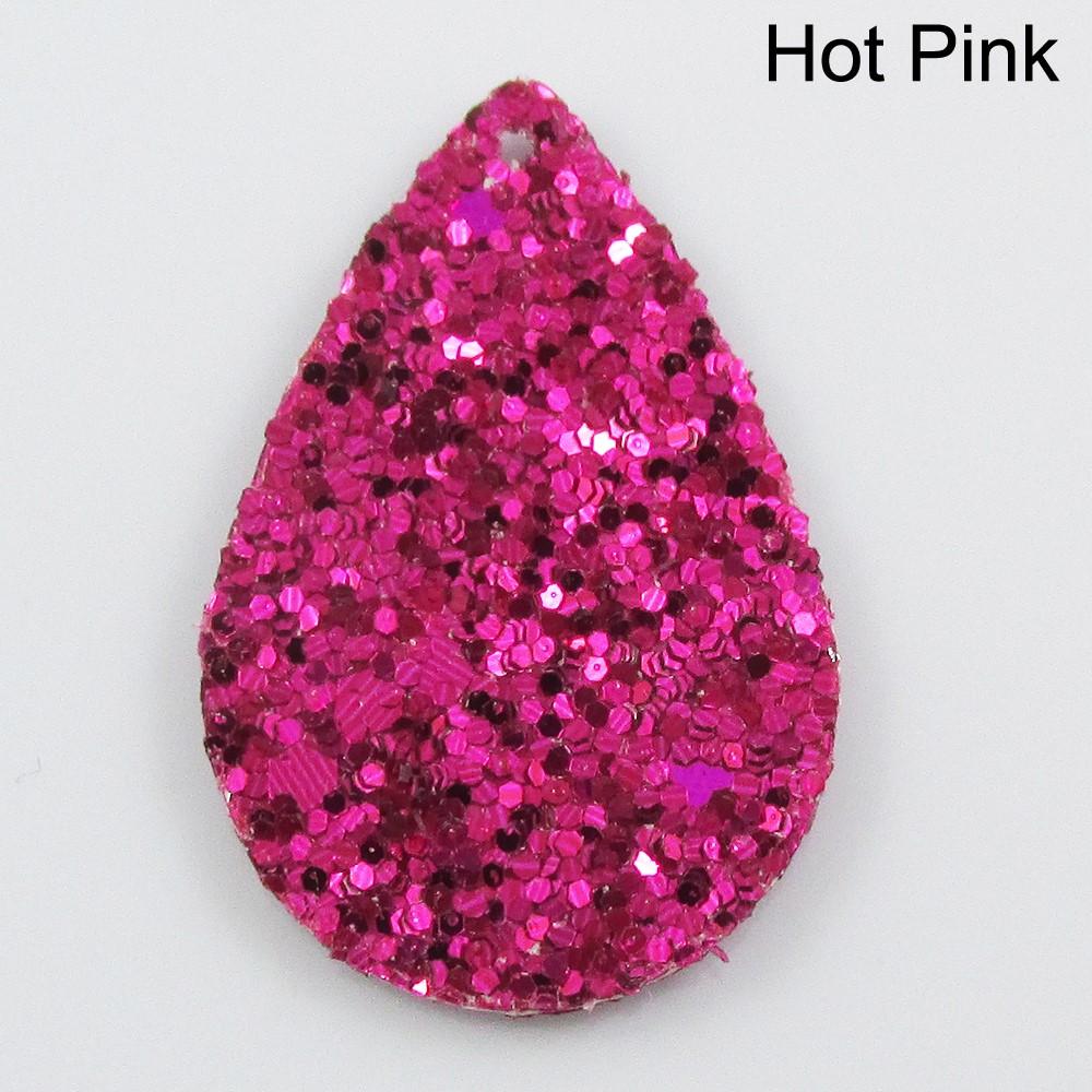 Bulk 10pce Glitter Teardrop Charm Pendant PU Leather Select Colour