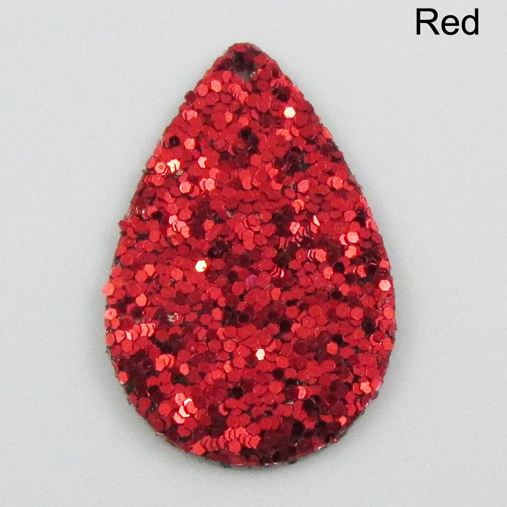 Bulk 10pce Glitter Teardrop Charm Pendant PU Leather Select Colour