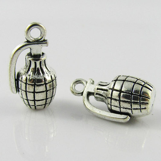 Bulk 3D Grenade Charm Pendant Army Military Grenade 18x10mm Select Qty
