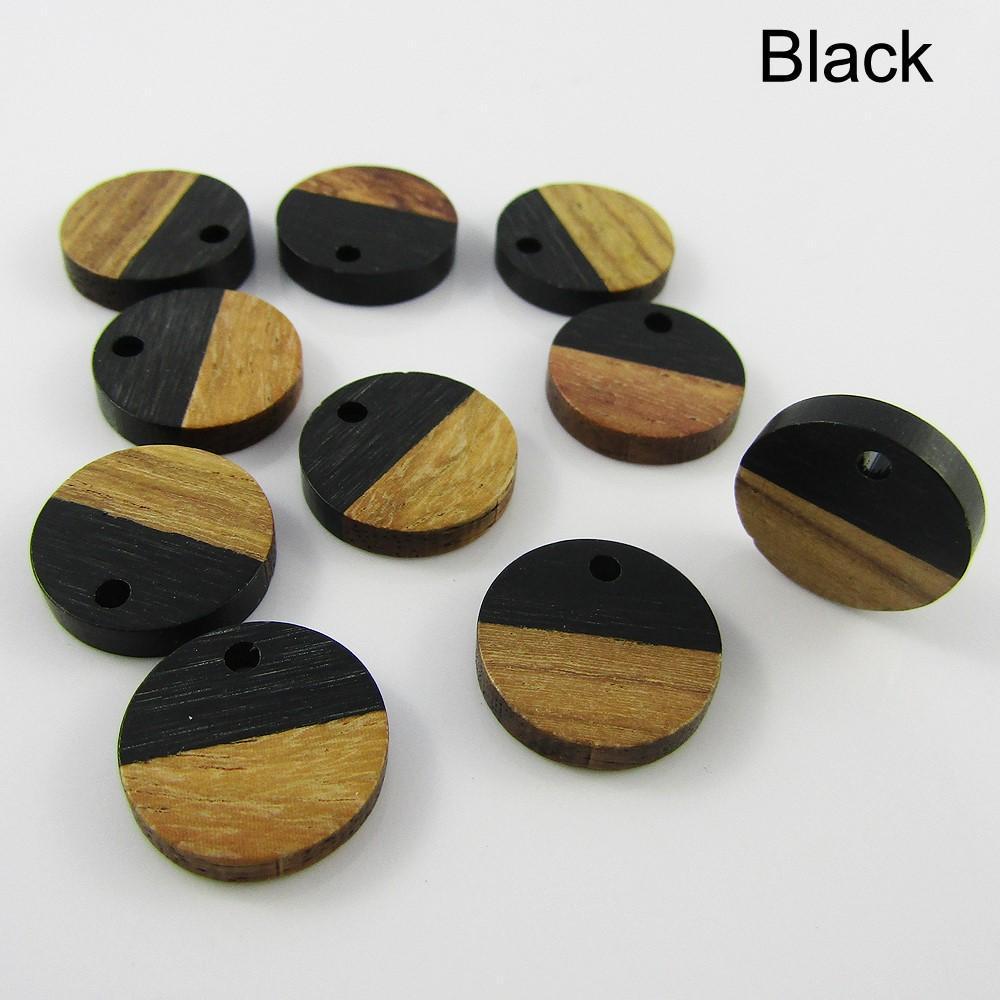 Bulk 10pcs Resin & Wood Round Disc Charm Pendant 15mm Select Colour