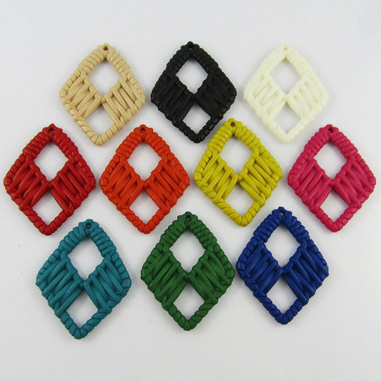 Bulk 10pcs Kite Charm Pendant Acrylic Imitation Rattan 48x39mm