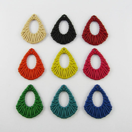 Bulk 10pcs Teardrop Charm Pendant Acrylic Imitation Rattan 41x34mm