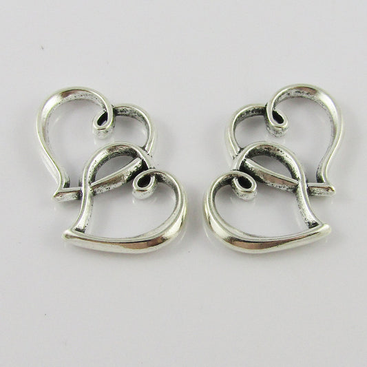 Bulk Entwined Hearts Charm Pendant Connector Alloy 24x31mm Select Qty