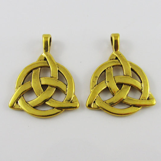 Bulk Celtic Trinity Knot Charm Pendant Antique Gold Alloy 35x27mm Select Qty