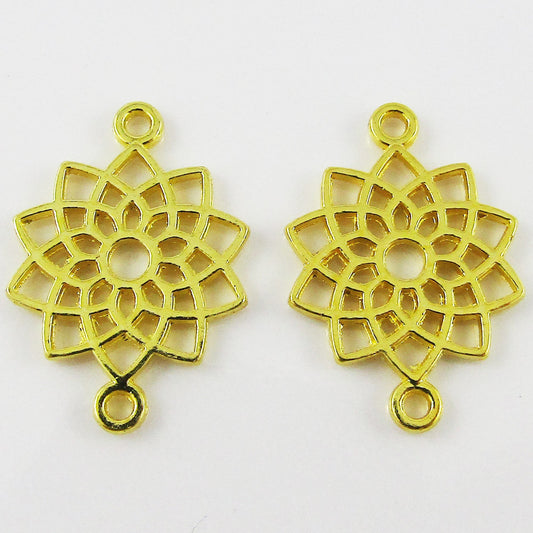 Bulk Flower Connector Charm Pendant Golden 20x14mm Select Qty