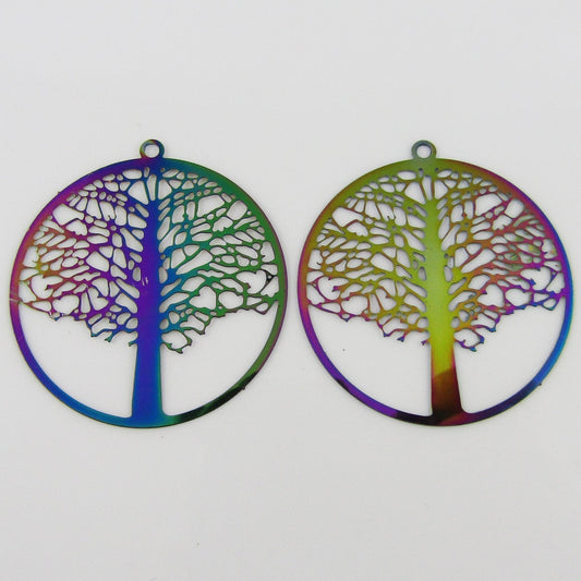 Bulk 6pce Laser Cut Tree of Life Charm Pendant Earring Component SSteel 43x40mm