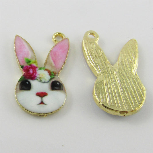 Bulk 10pce Enamel Rabbit Bunny Charm Black Cute Easter Bunny 19x11mm