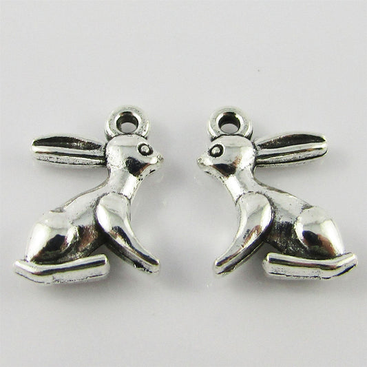 Bulk Mini Bunny Rabbit Charm Pendant Easter Bunny 14x10mm Select Qty