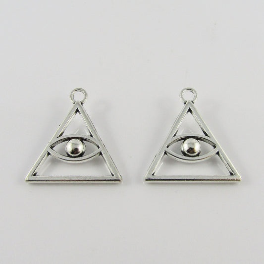 Bulk Triangle All Seeing Eye Charm Pendant Alloy 26x28mm Select Qty