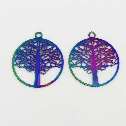 Bulk 6pce Laser Cut Tree of Life Charm Pendant Earring Component SSteel 23x20mm