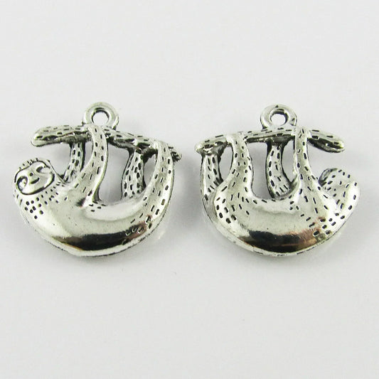 Bulk Hanging Sloth Charm Pendant Central South America Alloy 20x19mm Select Qty