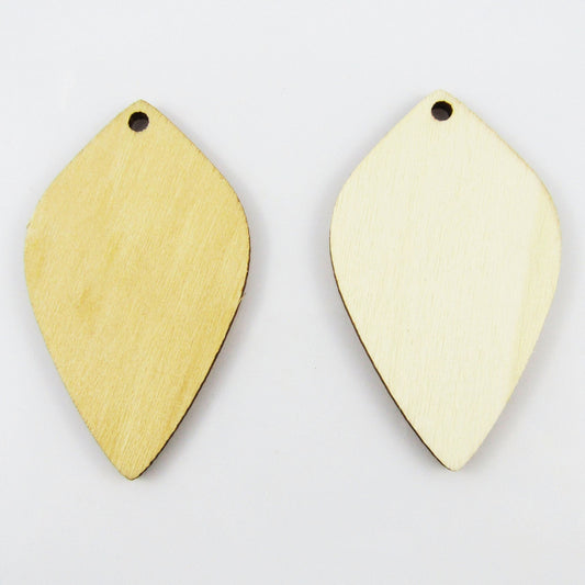 Bulk 10pcs Leaf Unfinished Wood Charm Pendant Natural 58x35mm