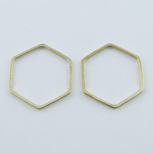 10pcs Hexagon Linking Ring Charm Pendant Light Gold Brass 22x22x1mm