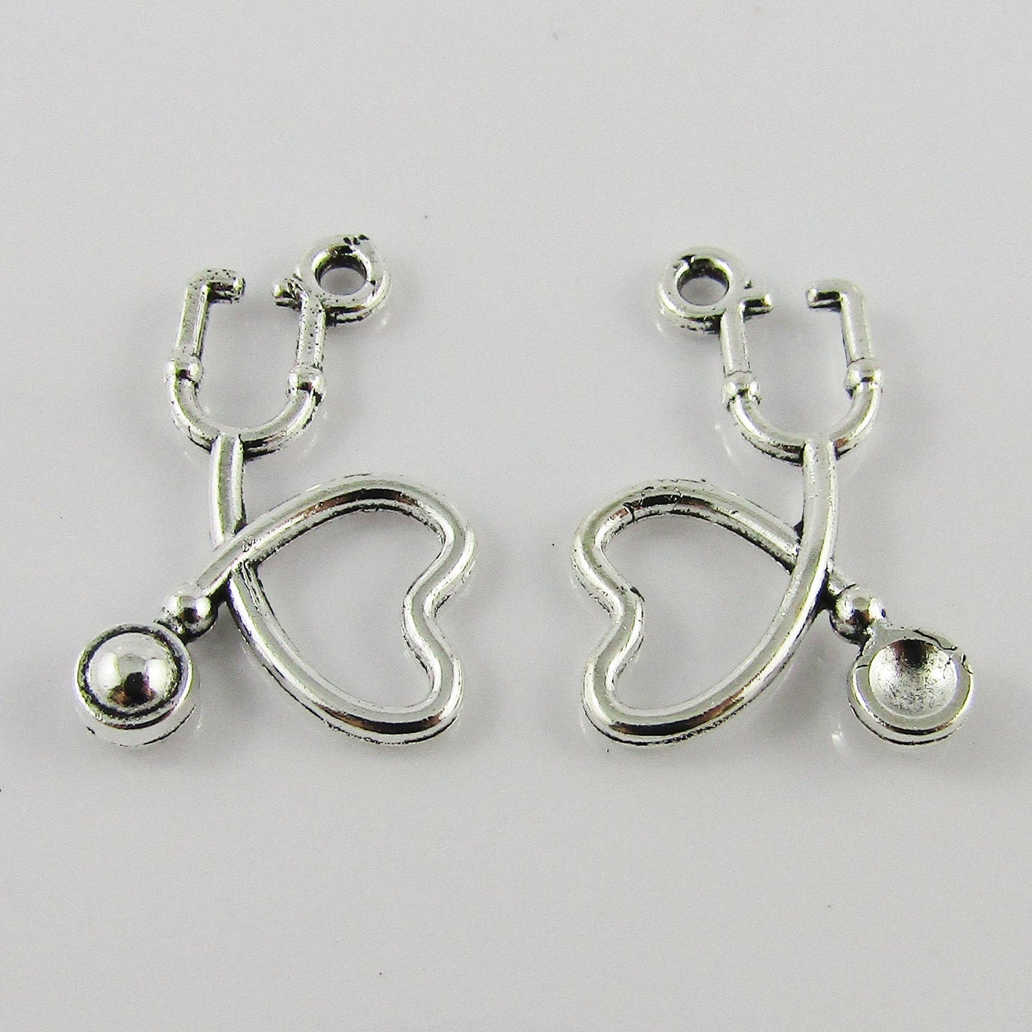 Bulk Doctor Stethoscope Charm Pendant Medic Heart Alloy 21x14mm Select Qty