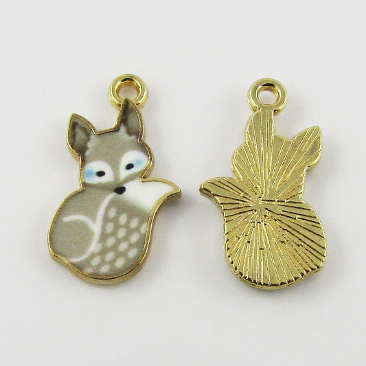 Bulk 10pce Enamel Fox Charm Pendant Vulpes 22x17mm Select Colour