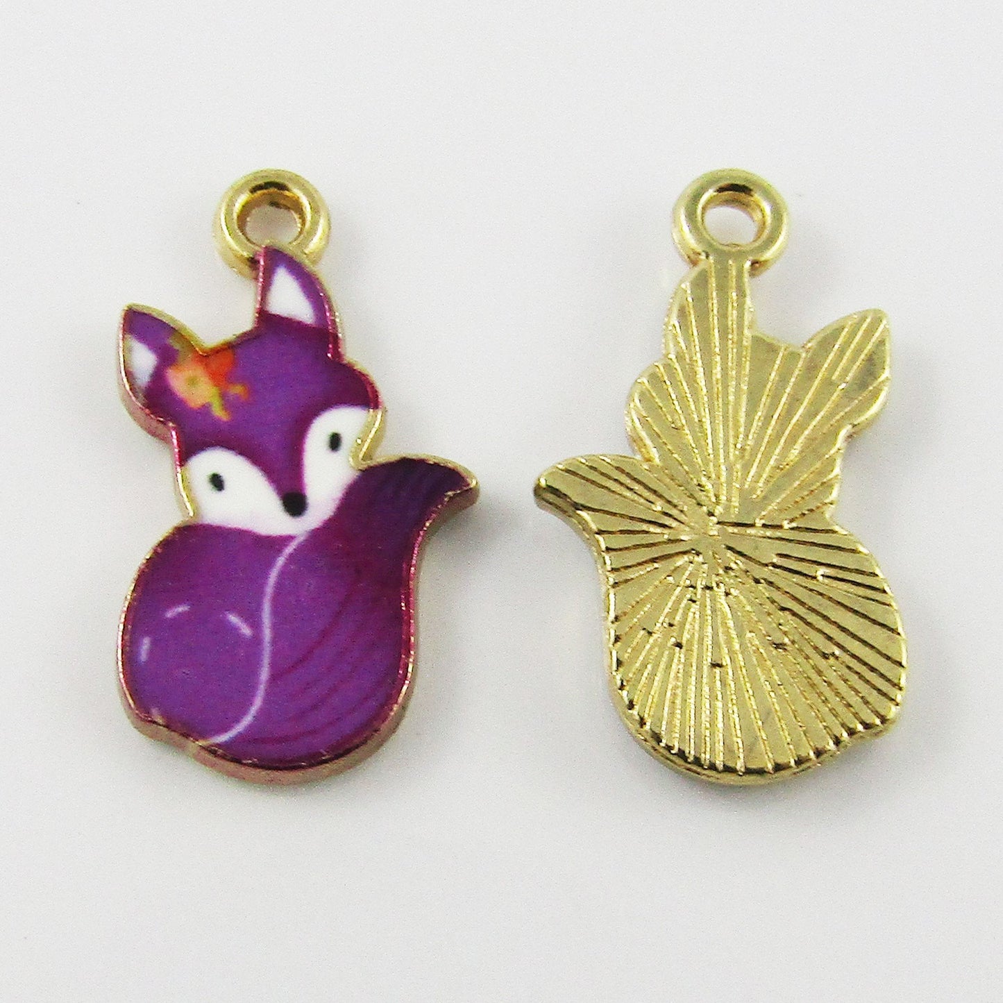 Bulk 10pce Enamel Fox Charm Pendant Vulpes 22x17mm Select Colour