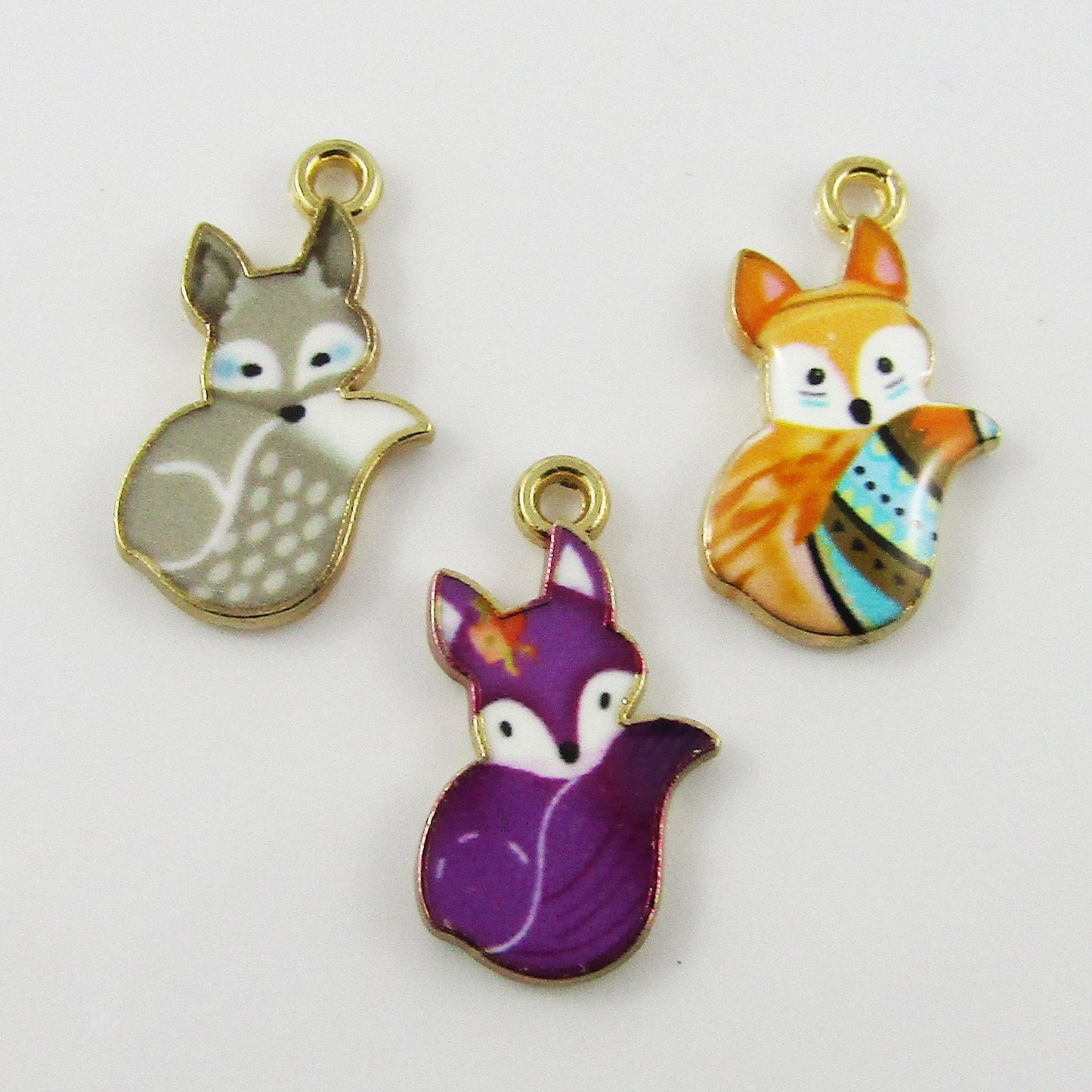 Bulk 10pce Enamel Fox Charm Pendant Vulpes 22x17mm Select Colour