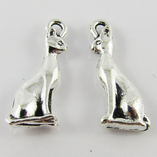 Bulk Egyptian Bastet Cat Statue Charm Pendant Alloy 19x8mm Select Qty