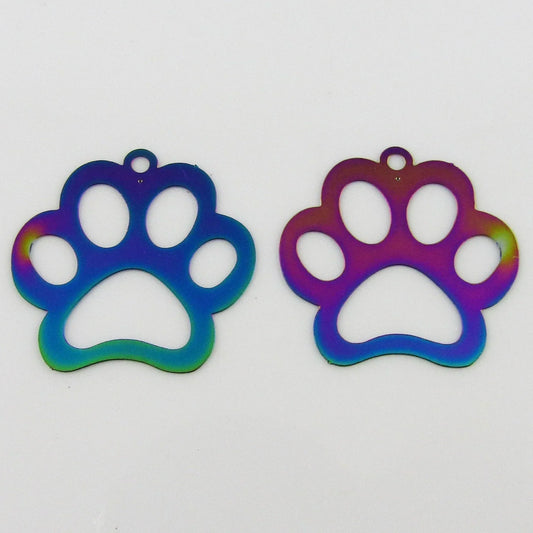 Bulk 6pce Laser Cut Paw Print Charm Pendant Earring Component SSteel 26x26mm