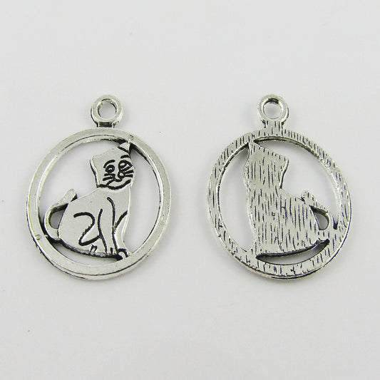 BULK Kitten Cat in a Ring Charm Pendant Pet Animal 23x18mm Select Qty