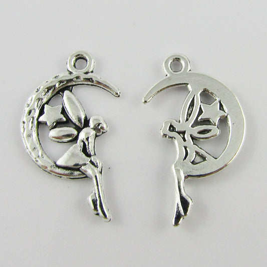 Bulk Moon Fairy Charm Pendant Crescent Moon Wishing Pixie 26x15mm Select Qty