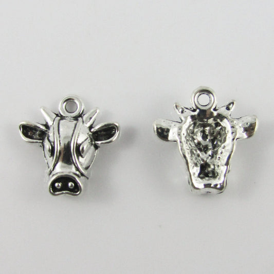 BULK Oxen Cattle Head Charm Pendant Animal Bull Taurus 15x15mm Select Qty