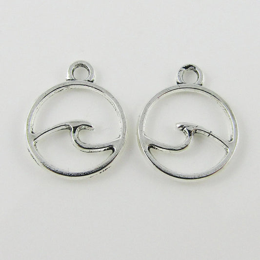 BULK Water Wave Charm Pendant MINI Ocean Nature 14x12mm Select Qty
