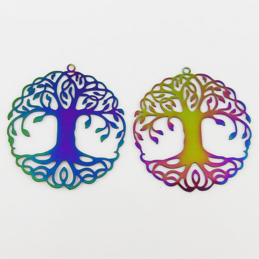 Bulk 6pce Laser Cut Tree of Life Charm Pendant Earring Component SSteel 43x40mm