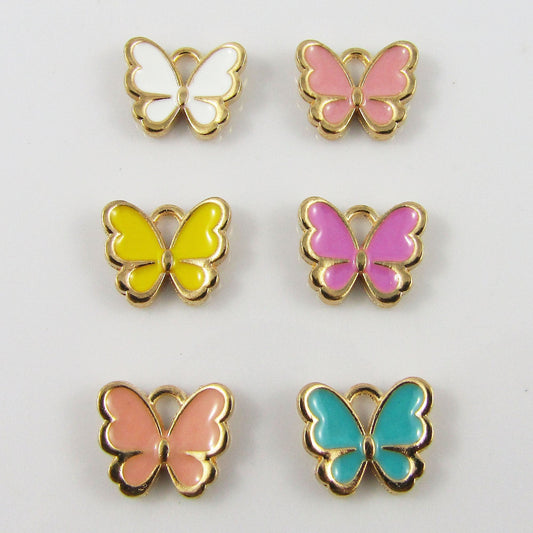 Bulk 10pce Enamel Butterfly Charm Pendant 10x13mm Select Colour