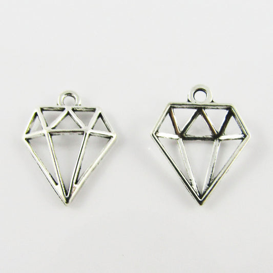 BULK Hollow Diamond Charm Pendant Shape Jewel 20x16mm Select Qty