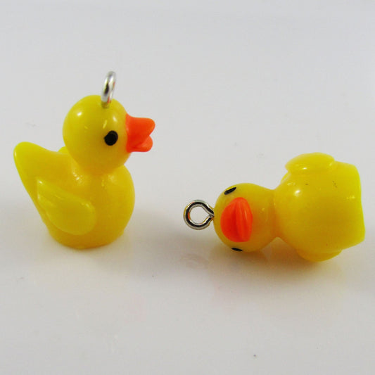 Bulk 10pce Resin 3D Duck Charm Pendant w/ Iron Loop 18x24x14mm