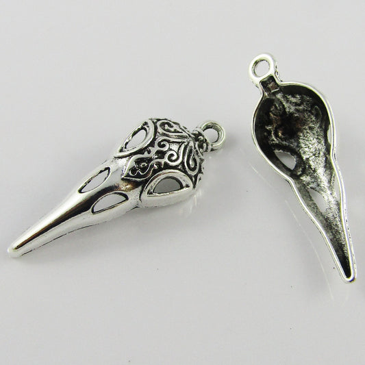 Bulk Raven Skull Charm Pendant Animal Bird Spooky Alloy 13x35mm Select Qty