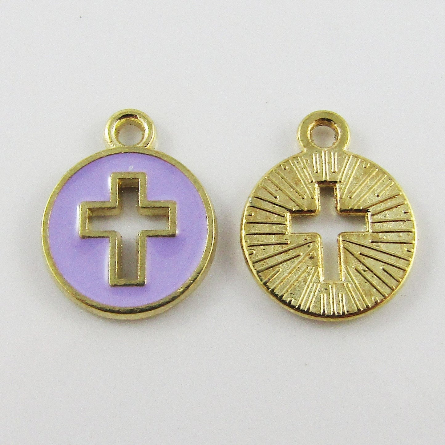 Bulk 10pce Enamel Cross Disc Charm Pendant Religious Cross 15x12mm Select Colour