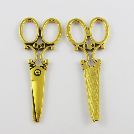 Bulk Dressmaking Shears Charm Pendant Scissors 60x25mm ANIQUE GOLD Select Qty
