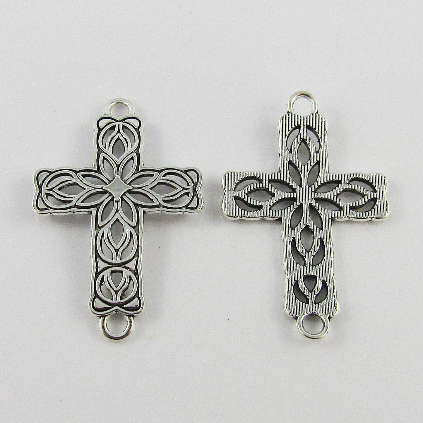 Bulk Engraved Religious Cross Connector Charm Pendant 42x27mm Select Qty
