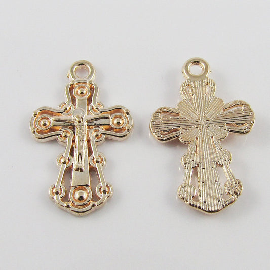 Bulk Crucifix Cross Charm Pendant Easter 22x14mm Light Rose Gold Select Qty