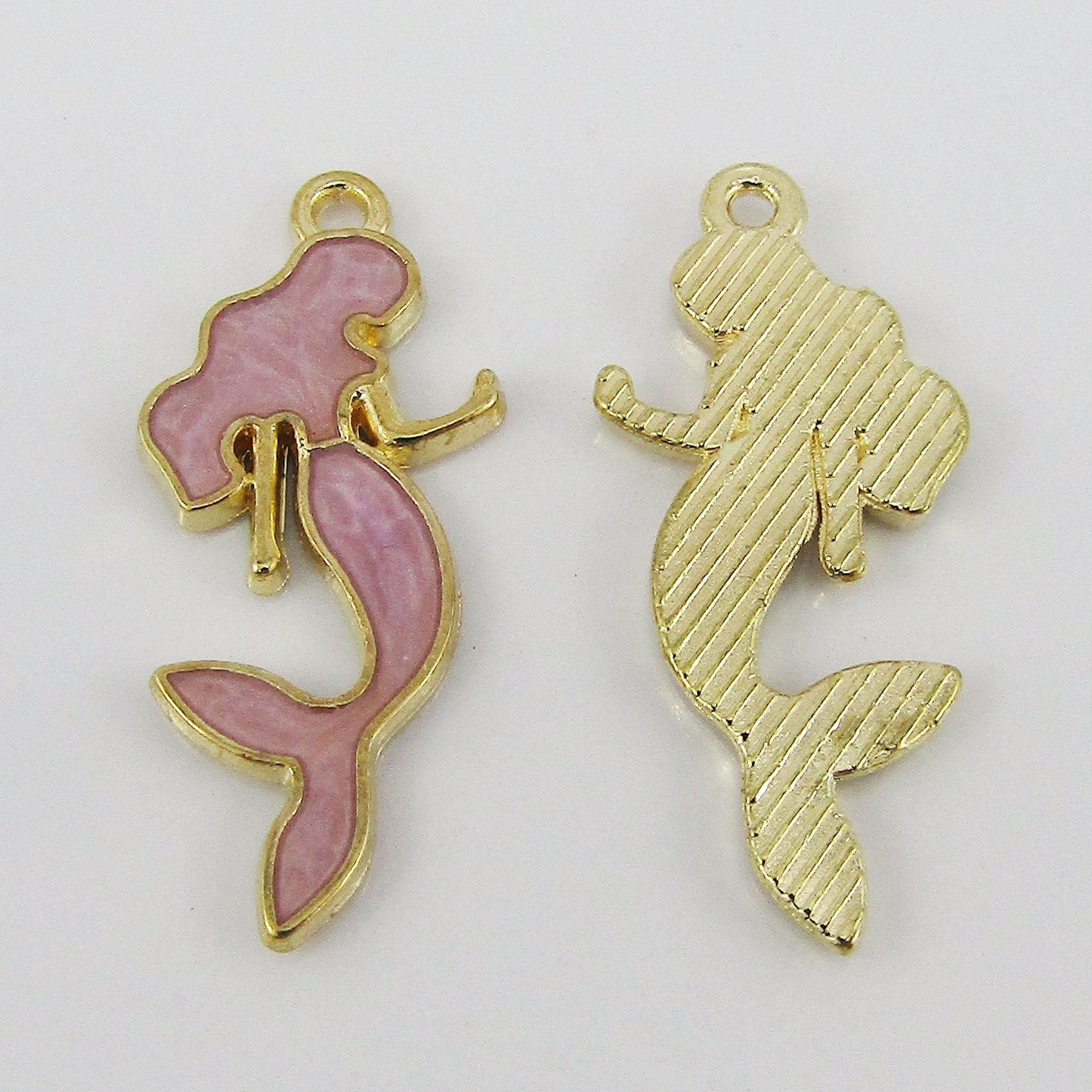 Bulk 10pce Enamel Mermaid Charm Pendant Light Gold & Blue or Pink 29x13mm