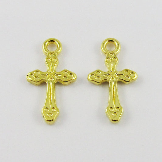 Bulk Filigree Cross Charm Pendant Gold 19.2x10.5mm Select Qty